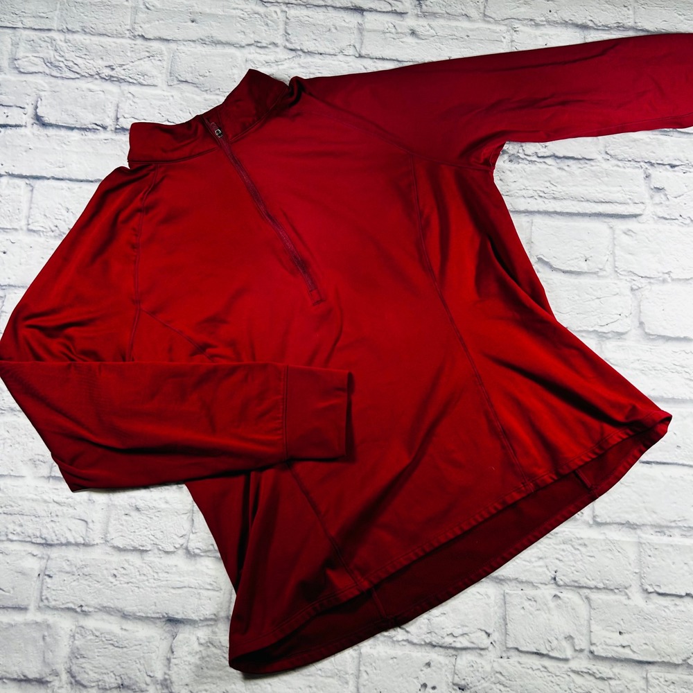 TSLA Mens 1/4 Zip Pullover Shirt Red Athletic Long Sleeve Training Top XL